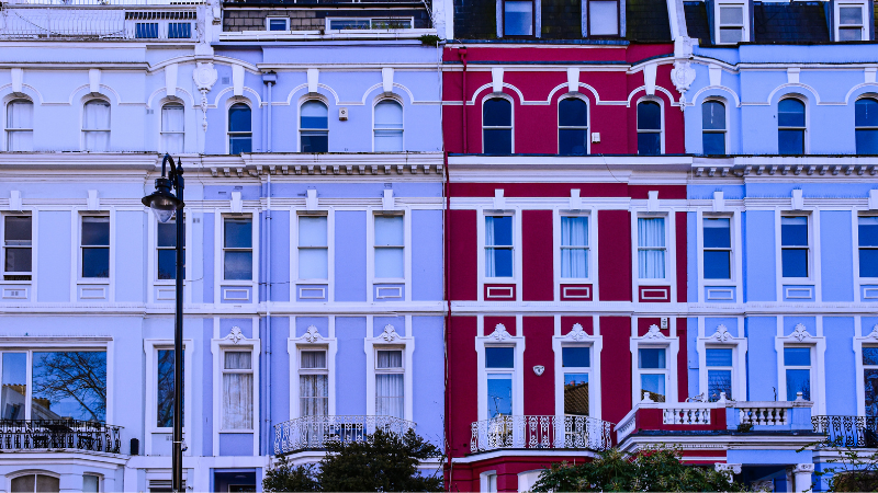 Casas de colores de Notting Hill en Londres